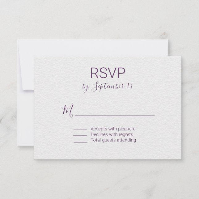 Mariage violet et blanc RSVP (Devant)