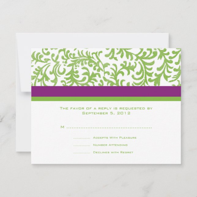 Mariage violet et vert RSVP (Devant)