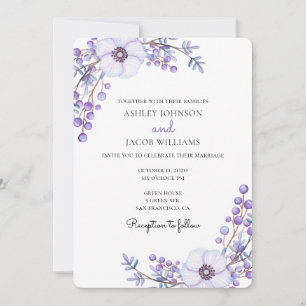Mariage violet. Fleurs Lilac. Invitation florale