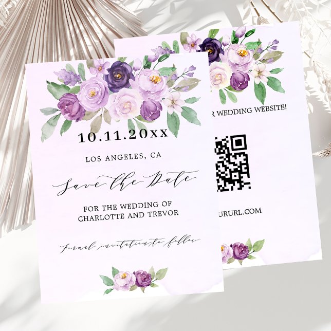 Mariage violet floral code QR budget enregistrer l (Créateur téléchargé)