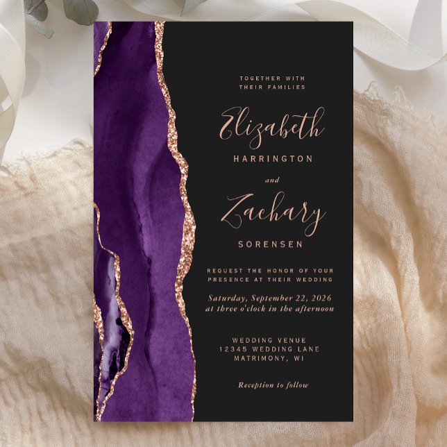 Mariage Violet Rose Doré Agate Foncé Budget (Créateur téléchargé)