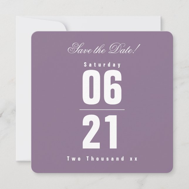 Mariage violet solide Sunset | Enregistrer la date (Devant)