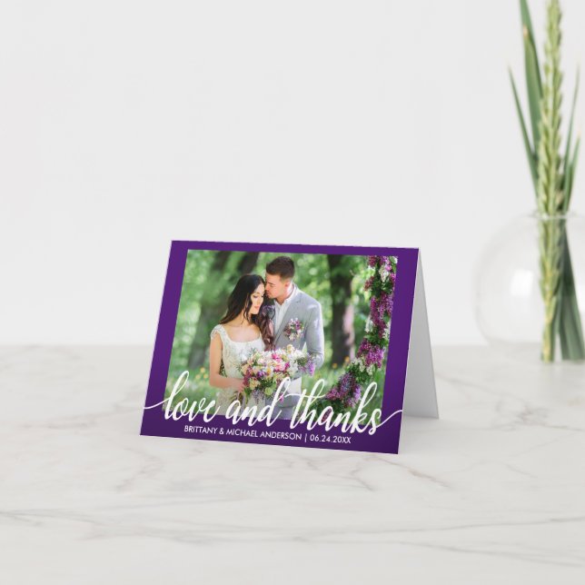 Mariage violet ultra violet amour et merci note (Devant)