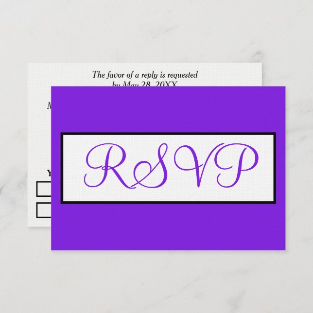 Mariage Violet White RSVP (Devant / Derrière)
