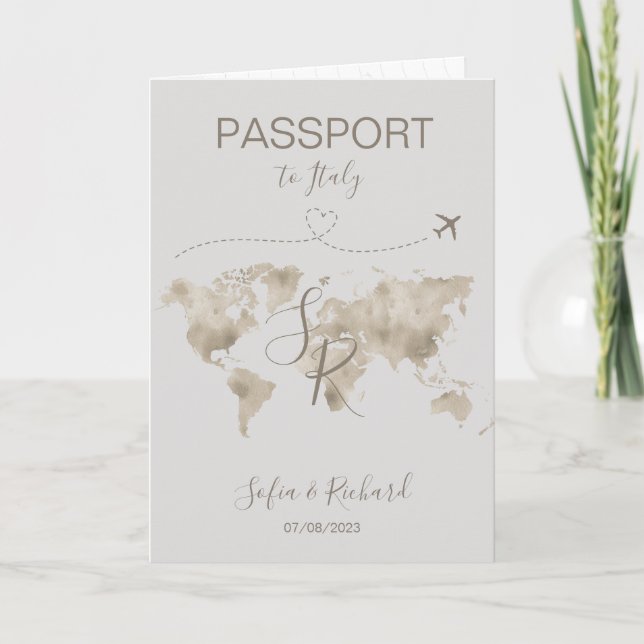 Mariage Voyage Destination Passport Carte du monde (Devant)