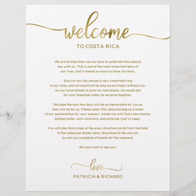 Mariage Week-end Bienvenue Itinéraire Simple Chic (Devant)