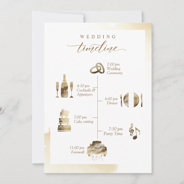 Mariage Welcome Timeline Card Golden Yellow Wash (Devant)