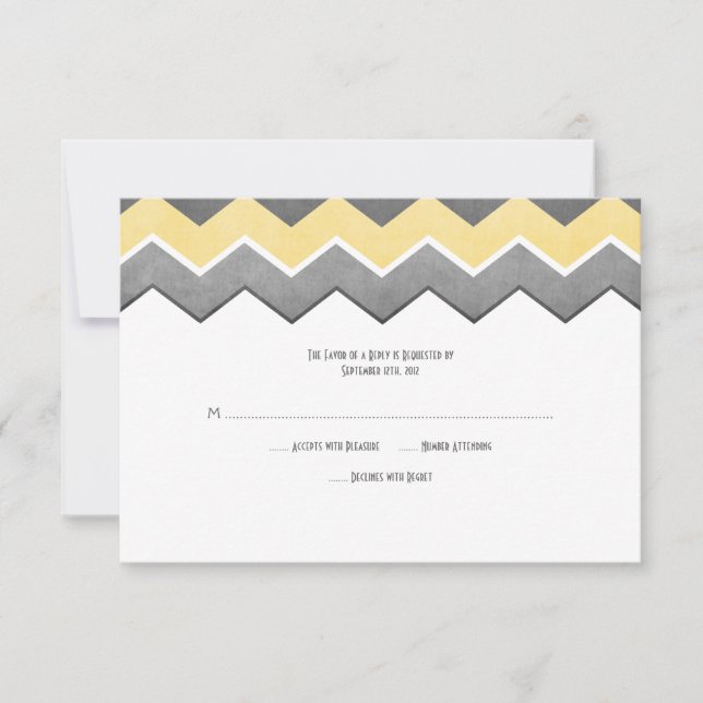 Mariage Zag Jaune et Grey Zig Zag RSVP (Devant)