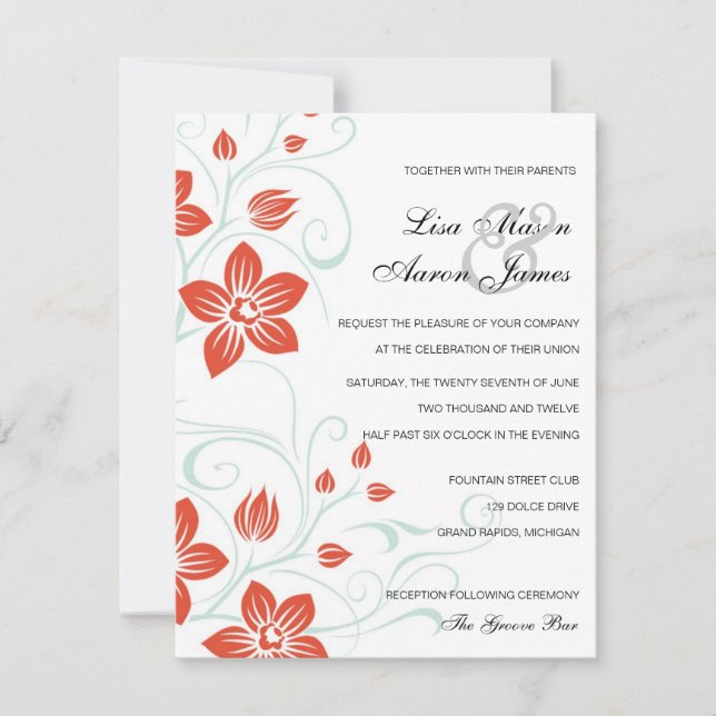 Mariages de jardin -Orange n faire-part de mariage (Devant)