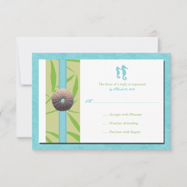 Mariages de plage - Carte Aqua Blue RSVP (Devant)