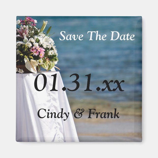 Mariages De Plage Sauvez Les Dates Photo Magnet (Devant)