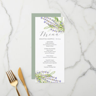 Mariages Menus Aquarelle Lavande fleurs