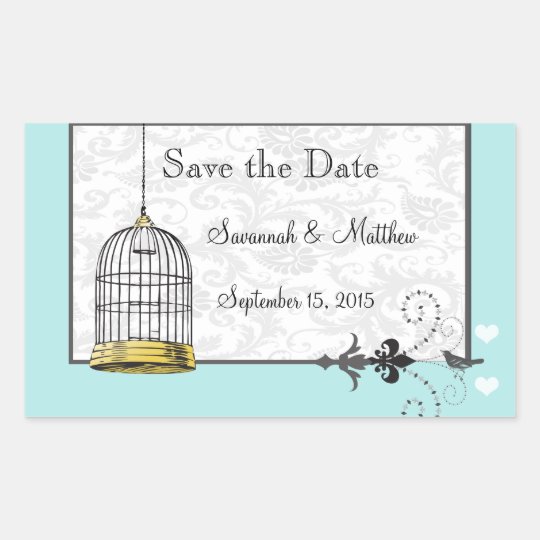 Mariages musicaux d'inséparable de cage à oiseaux sticker rectangulaire