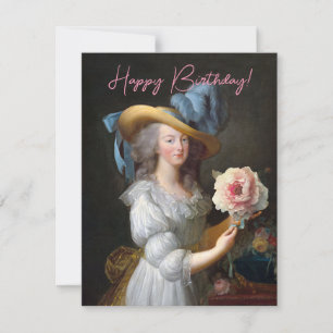 Marie Antoinette avec une pivoine rose Joyeux Anni