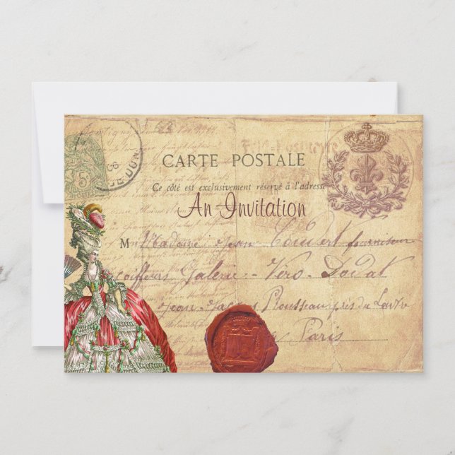 Marie Antoinette Carte Postale Invitation Parisien (Devant)
