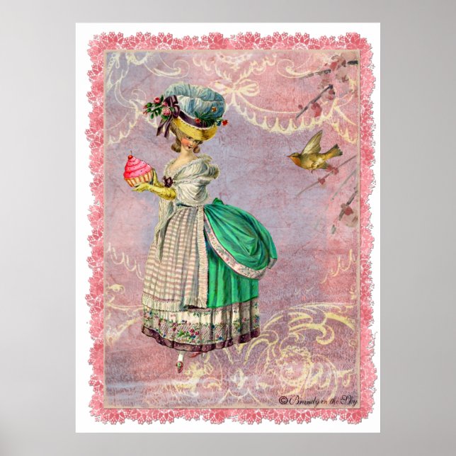 Marie Antoinette Cupcake & Bird Poster Print (Devant)