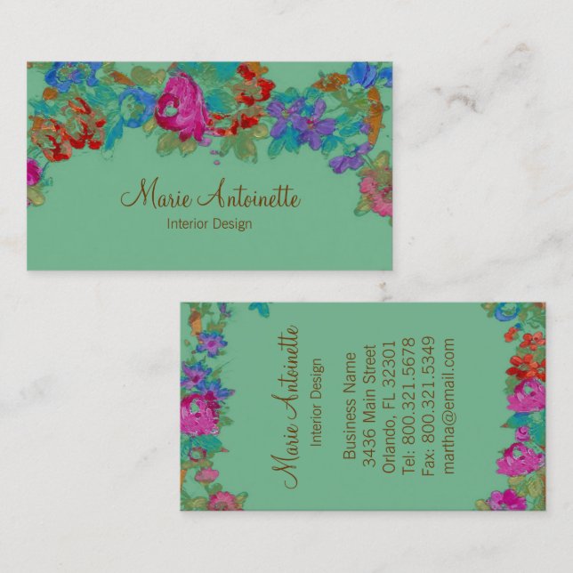 Marie Antoinette en fleurs - cartes de visite (Devant / Derrière)