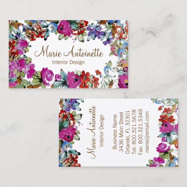 Marie Antoinette en fleurs - cartes de visite (Devant / Derrière)