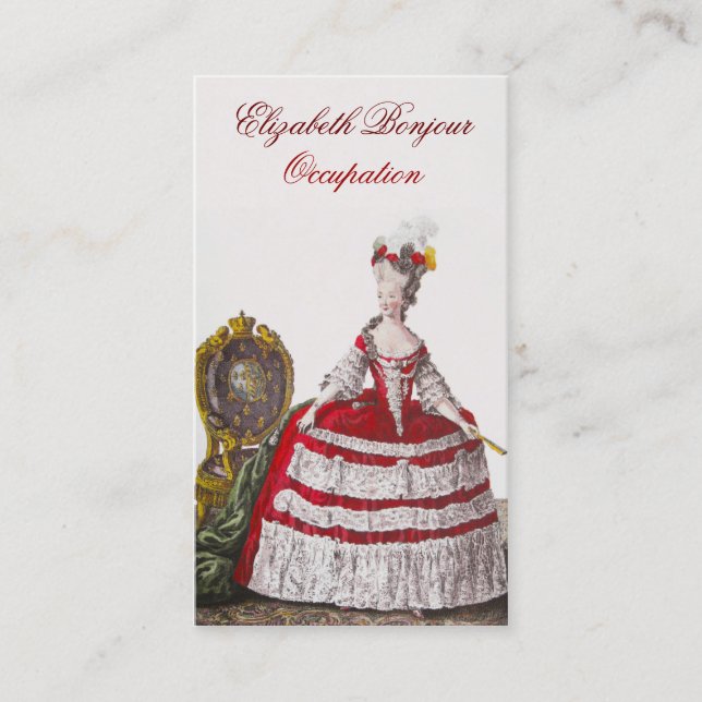 Marie Antoinette Mode ~ Rouge Carte de visite (Devant)