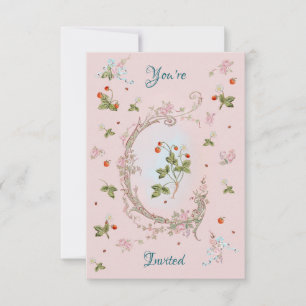 Marie Antoinette Petite Fraise rose Invitation