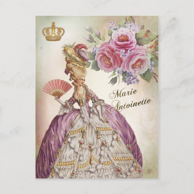 Marie Antoinette Portrait Carte postale rose vinta (Devant)