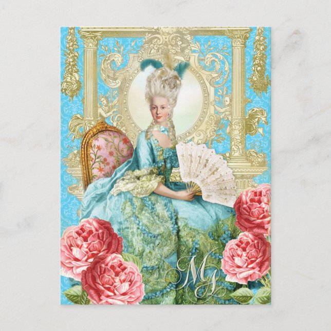 Marie Antoinette Portrait Chaise Bleue Carte posta (Devant)
