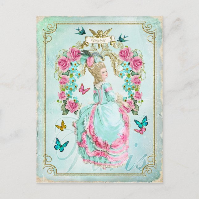 Marie Antoinette Shabby Chic Butterfly Carte posta (Devant)