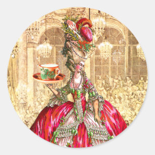 Marie Antoinette Tea Party Stickers de Noël Tags