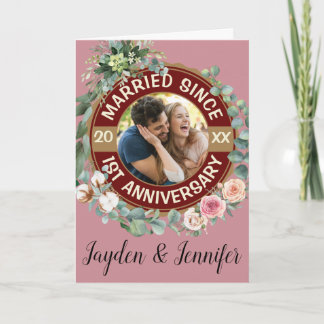 Marié depuis le 1er anniversaire Mariage Carte flo