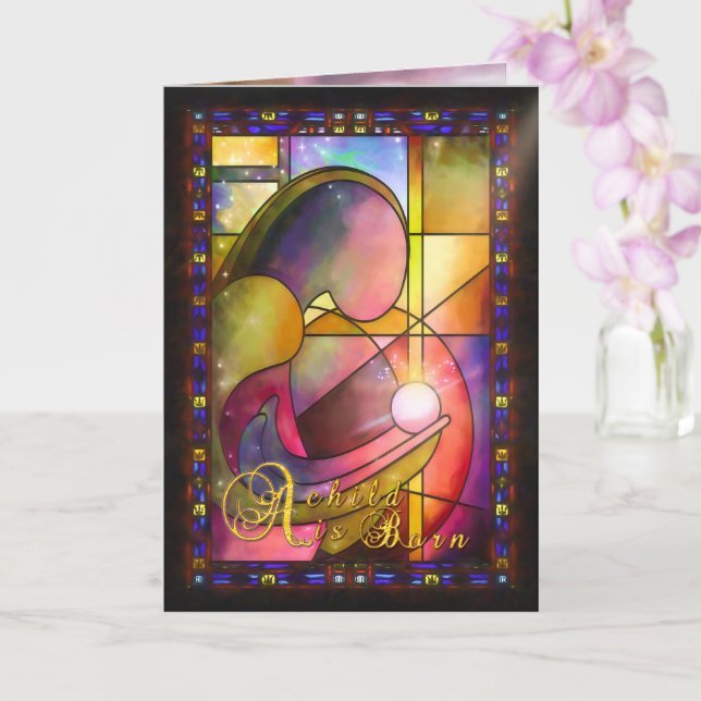 Marie et Jésus Bébé UN ENFANT EST NÉ Carte (Orchidée)