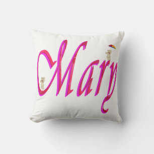 Marie, Nom, Logo, Coussin À Jets Blancs.