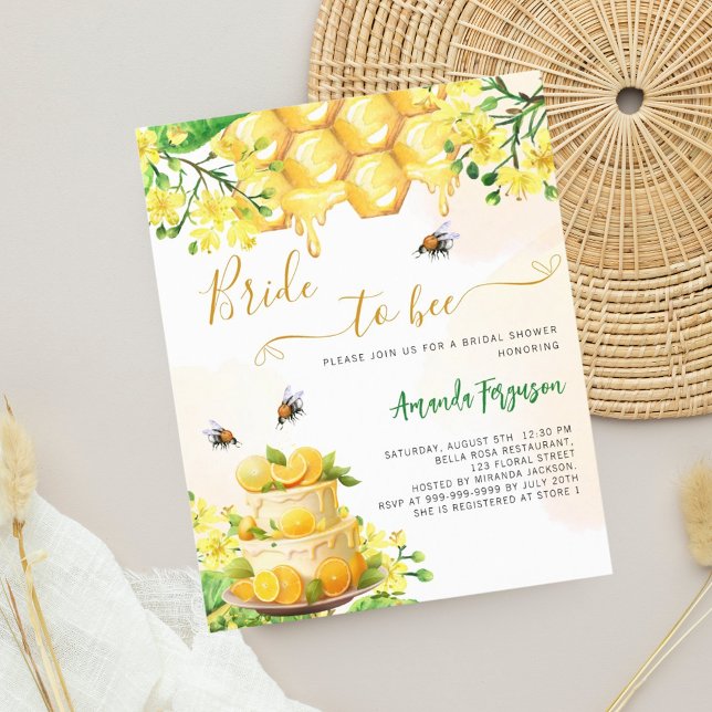 Mariée abeille jaune floral nuptiale invitation (Créateur téléchargé)
