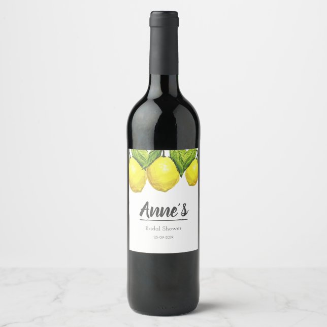Mariée au citron aquarelle | Étiquettes de bouteil (Devant)