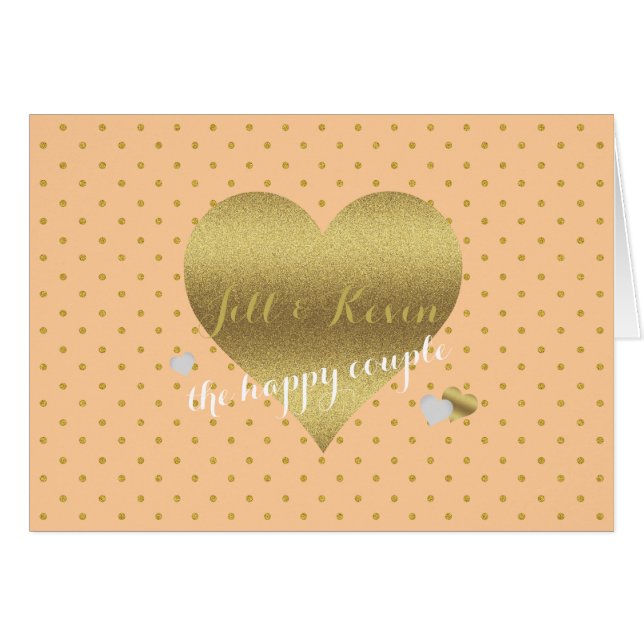 Mariée & Co Peach & Gold Heart note personnelle de (Devant Horizontal)