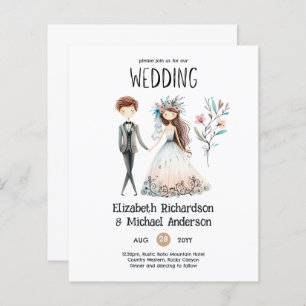 Mariée de Boho Groom à la main invite mariage mign