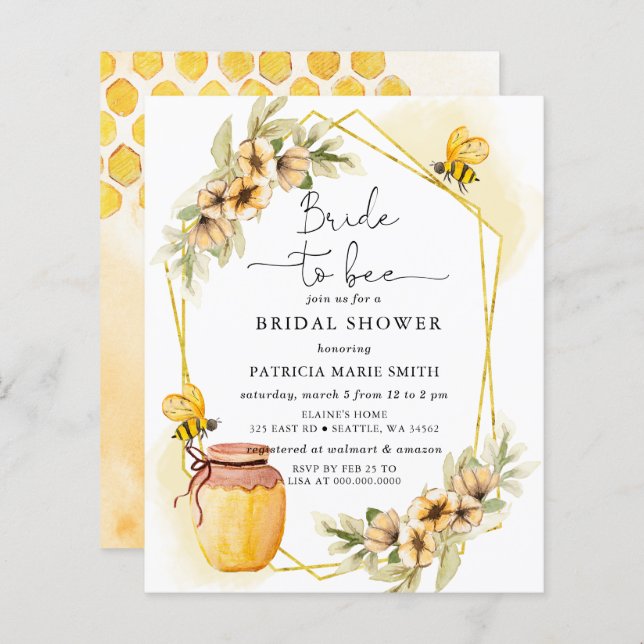 Mariée de budget Pour être abeille Floral Shower d (Devant / Derrière)