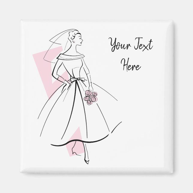 Mariée de mode Magnet texte rose carré (Devant)