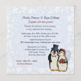 Mariée de pingouin et Faire-part de mariage de cha