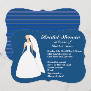 Mariée en Gown Bridal Lapis Blue Shower Invitation