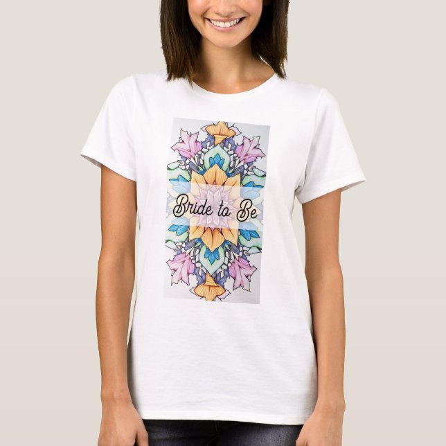 Mariée en T-shirt avec Motif coloré (Devant)