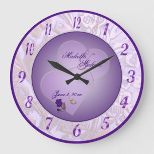 Mariée et Marié Horloge Murale Lavande Violet #3