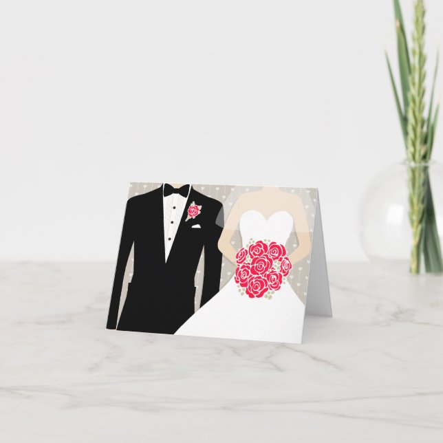 Mariée et mariée merci ou carte de message (Devant)