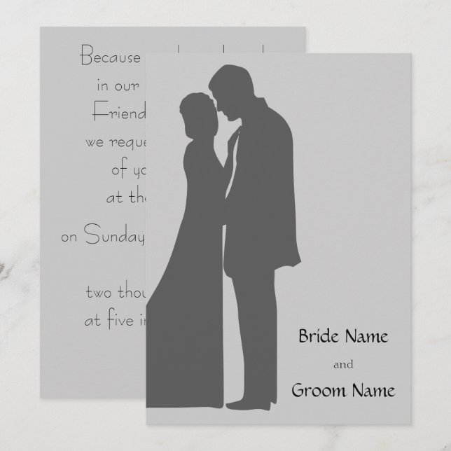 Mariée et mariée Silhouette Invitation (Devant / Derrière)