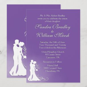 Mariée et Royal violet Faire-part de mariage