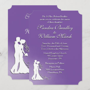 Mariée et Royal violet Faire-part de mariage