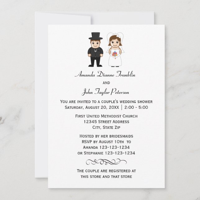 Mariée et salle de bain - Invitation de douche de  (Devant)