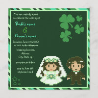 Mariée et salle de mariage 8 bits - Invitations au