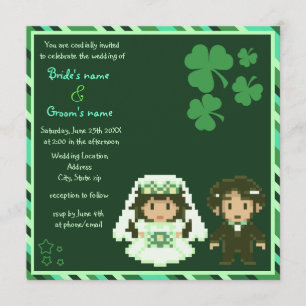 Mariée et salle de mariage 8 bits - Invitations au