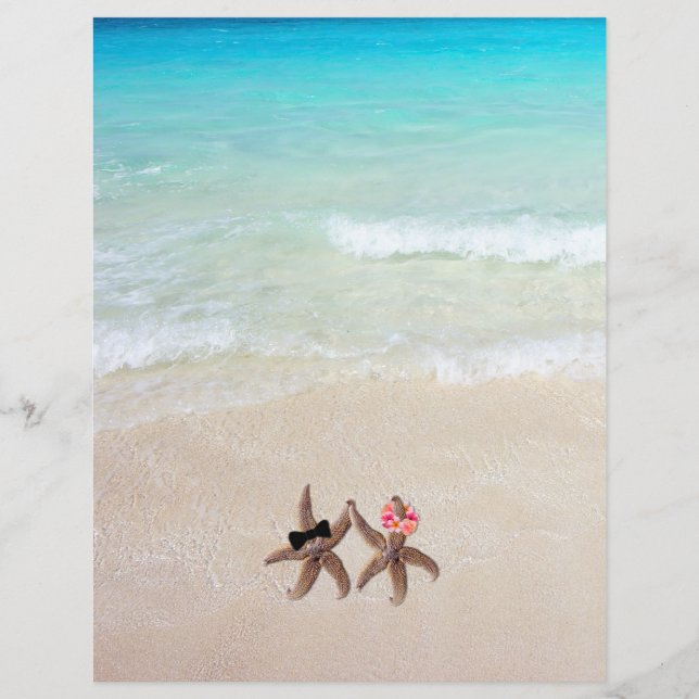 Mariée étoile de mer Marié Scène de plage Papier b (Devant)