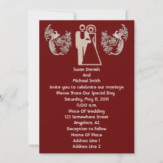 Mariée Groom Doves Mariage Brown Invitation